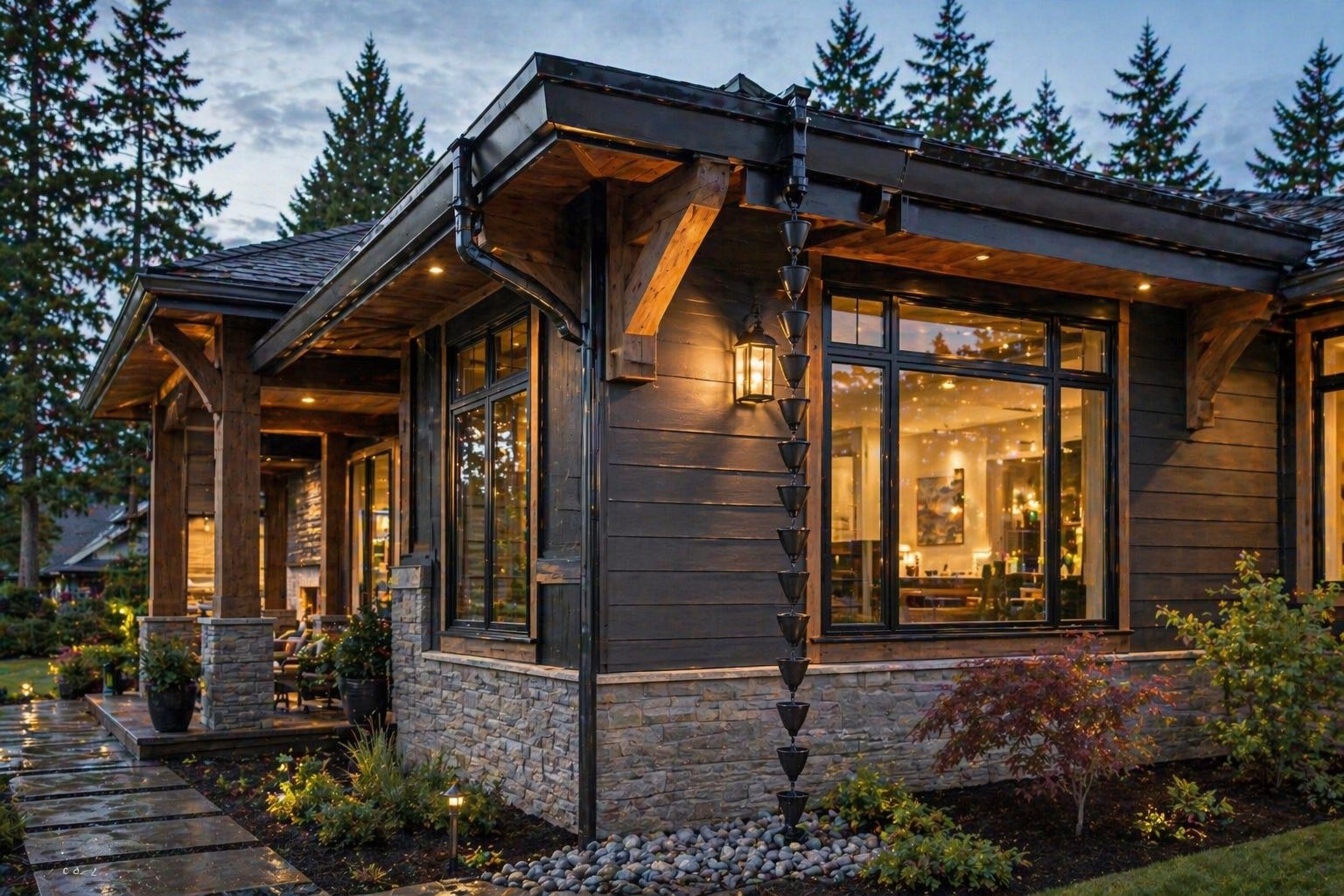 Seamless gutter installation on a Clark County home by Left Coast Exteriors